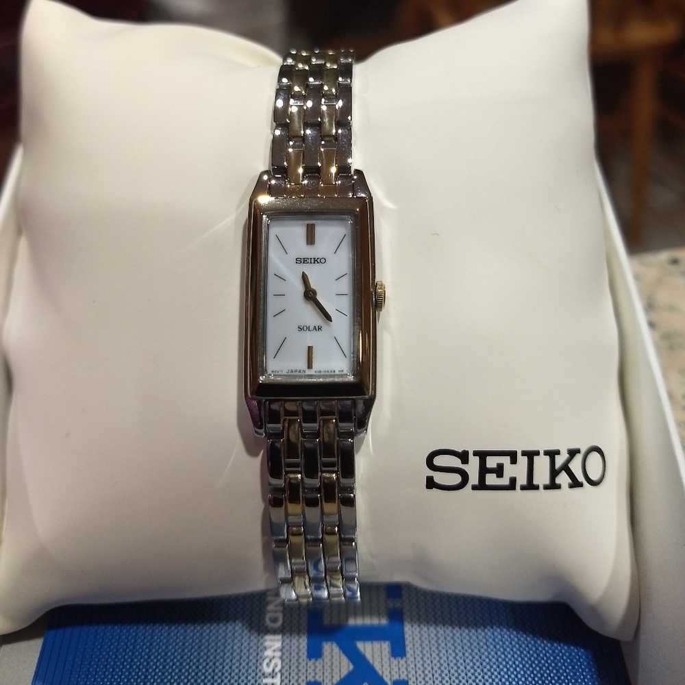 NIB Women's SEIKO solar watch two tone